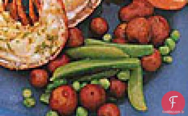 Ervilhas salteadas e batatas pequenas