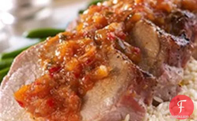 Lombo de porco com molho picante de Chutney de Pimenta De Abacaxi