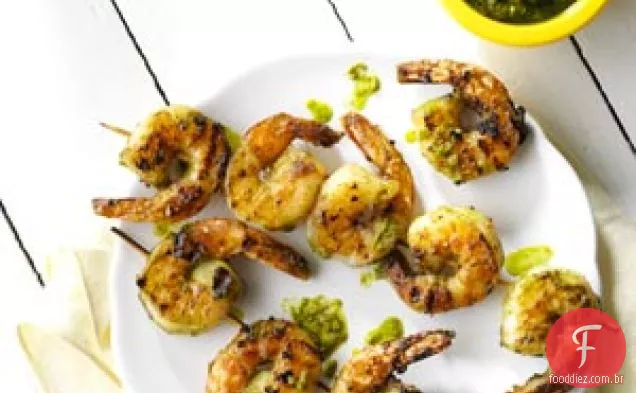 Camarão Pesto De Pistache E Limão Grelhado
