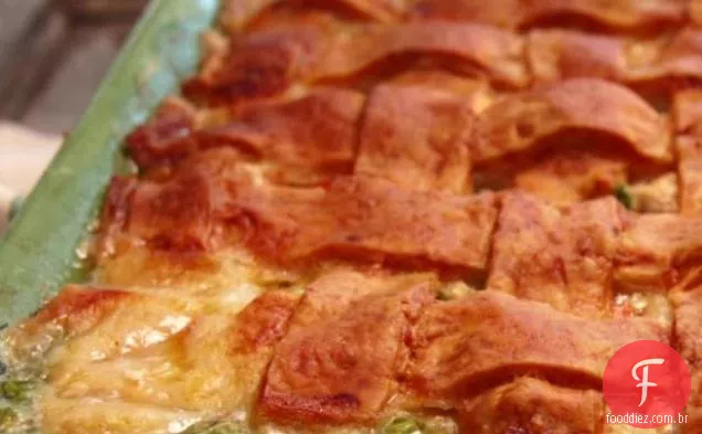 Torta do potenciômetro da galinha com crosta da palha do queijo