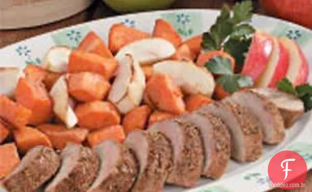 Carne de porco com maçãs e batata-doce