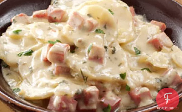 Presunto E Batatas Com Cogumelos Cremosos