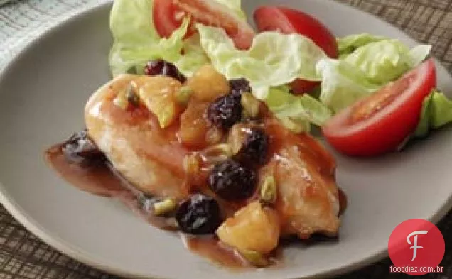 Frango com molho de cereja e ananás