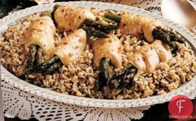Frango e espargos