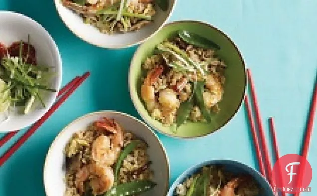 Arroz Frito Com Camarão E Ervilhas