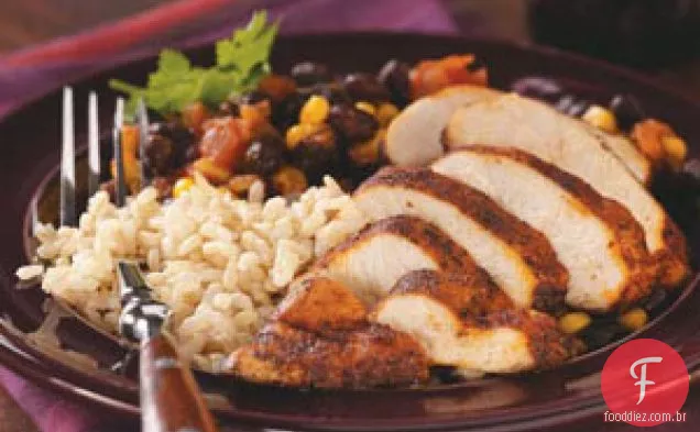 Frango De Feijão preto com arroz para dois