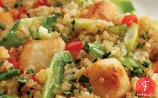Salada De Quinoa Torrada Com Vieiras E Ervilhas