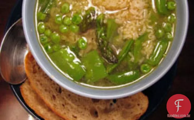 Jantar esta noite: Minestrone de primavera com arroz Basmati marrom