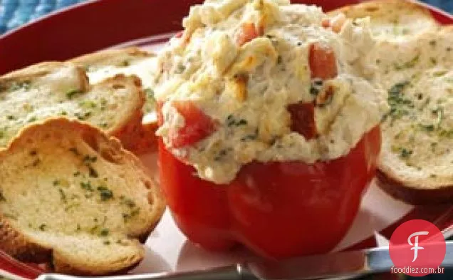 Pasta de queijo de cabra em copos de pimenta torrados