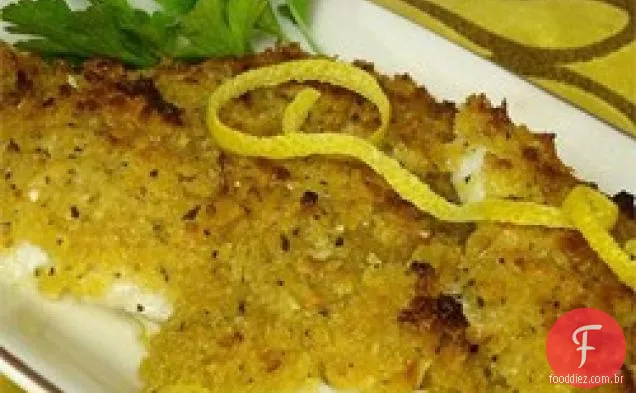 Linguado assado com Panko e Parmesão