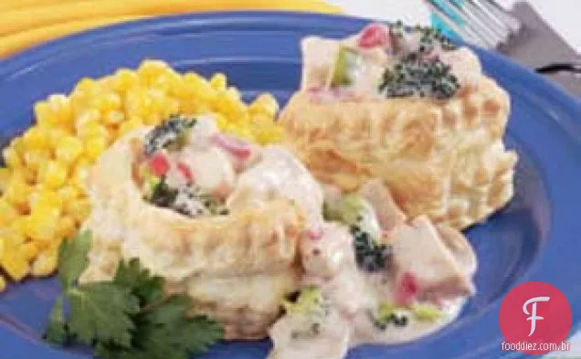 Frango com creme de leite em casca de rissóis