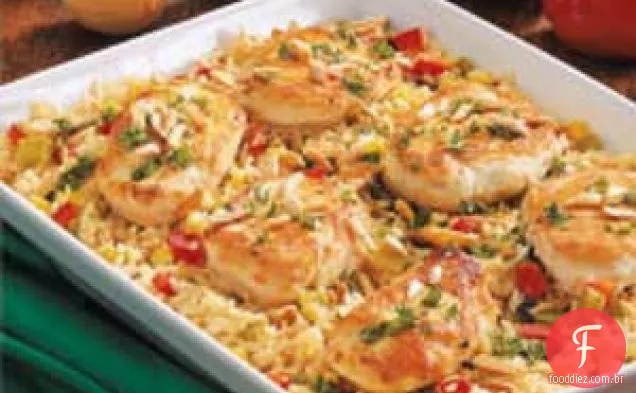 Caçarola de arroz com frango e legumes