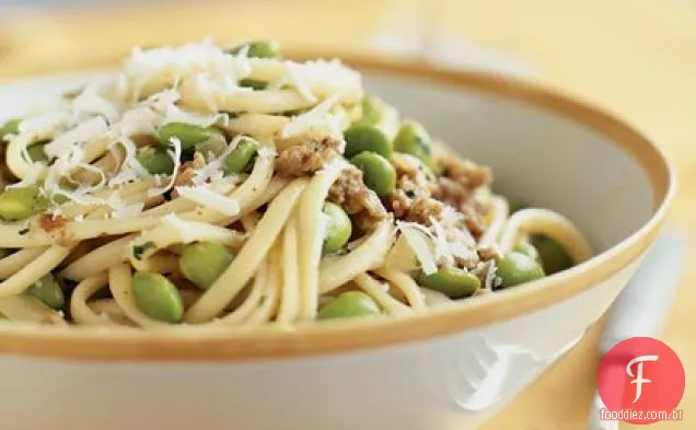 Linguine com soja e Salsicha