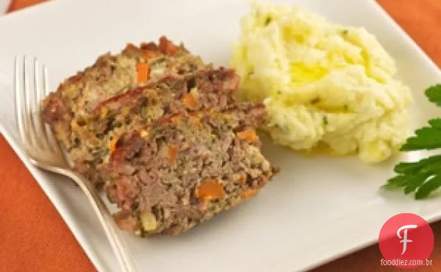 Bolo De Carne De Peru Magro Com Pão Ralado De Trigo Integral E Purê De Po
