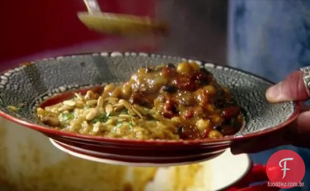 Guisado de feijão de abóbora com frango e Chile Verde