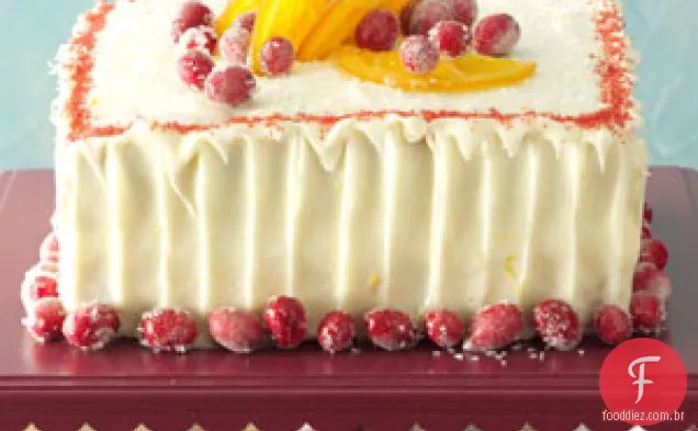 Bolo de amora com cobertura de tangerina