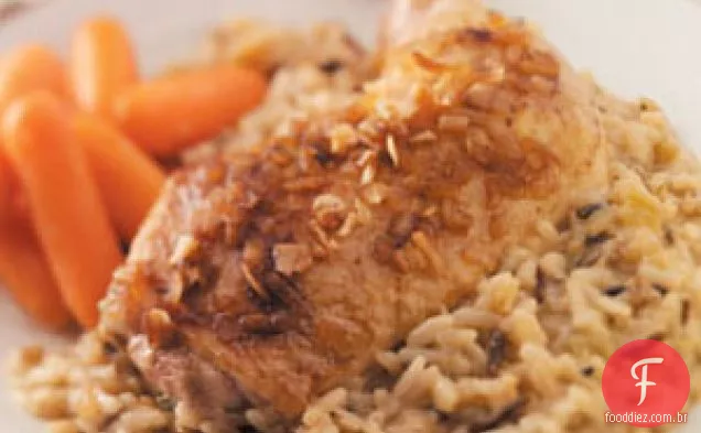 Frango dourado com arroz