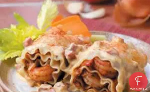 Rolinhos De Lasanha De Camarão Cajun