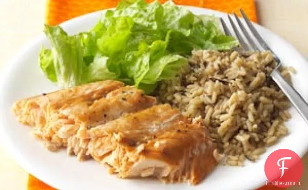 Salmão com cobertura de açúcar mascavo