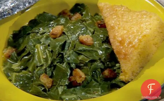 Desafio principal: couve picante do Sul com pão de milho doce de bordo