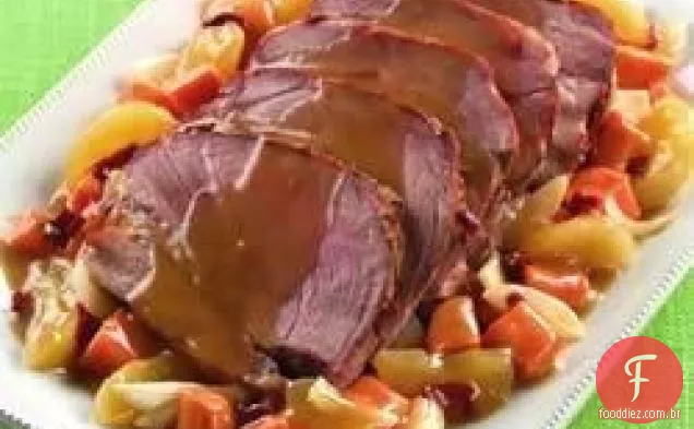 Carne De Porco de panela lenta de maçã doce e quente