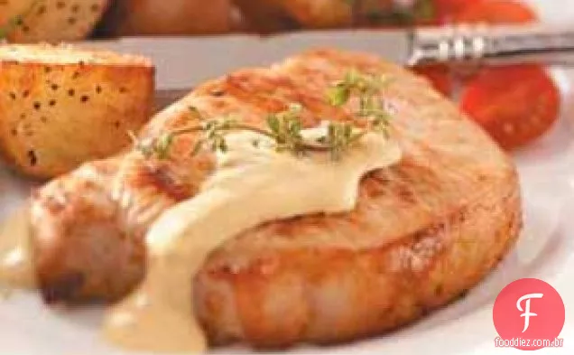 Costeletas de porco com molho Dijon