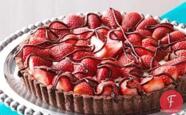 Torta De Cream Cheese Com Chocolate E Morango