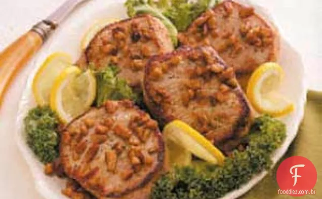 Costeletas De Porco Com Limão E Noz-Pecã