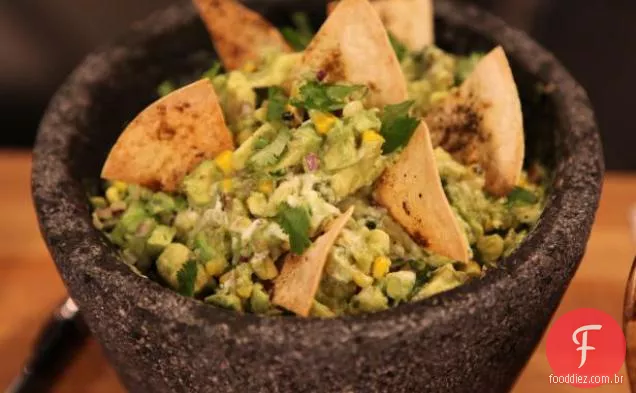 Guacamole de Milho torrado com tortilhas com aroma de cominho (Southwest Snack)