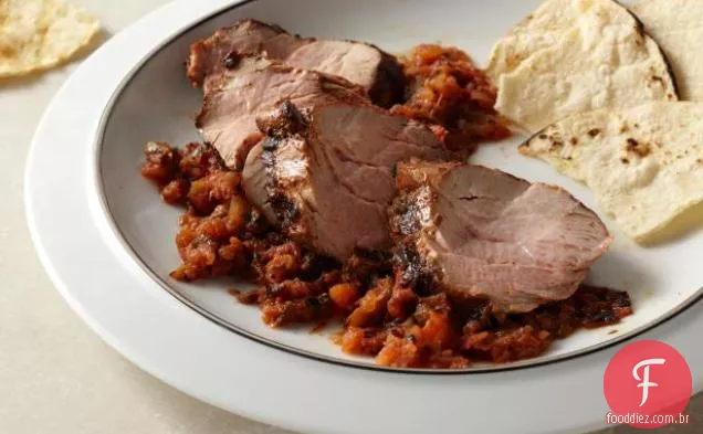 Lombo de porco com tomate carbonizado-Salsa Jalapeno