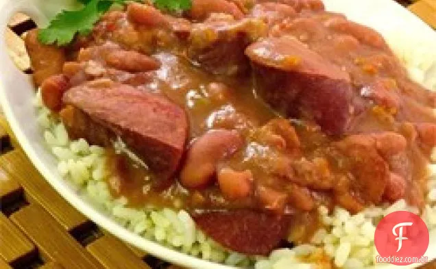 Feijão vermelho e arroz saudáveis