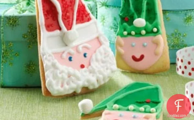 Biscoitos de Natal do Papai Noel e do elfo