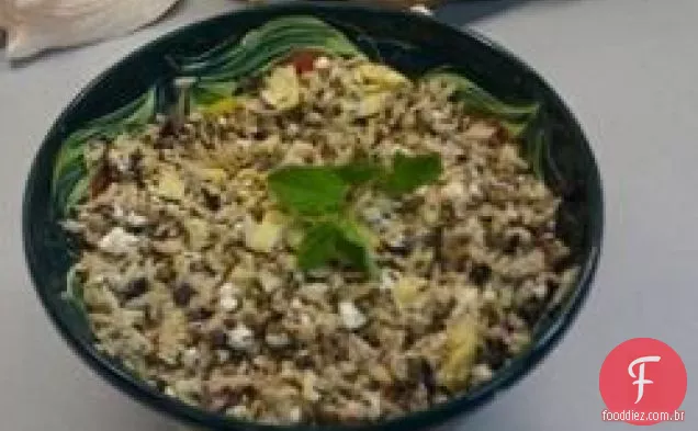 Lentilha orzo mentolada e salada de queijo Feta