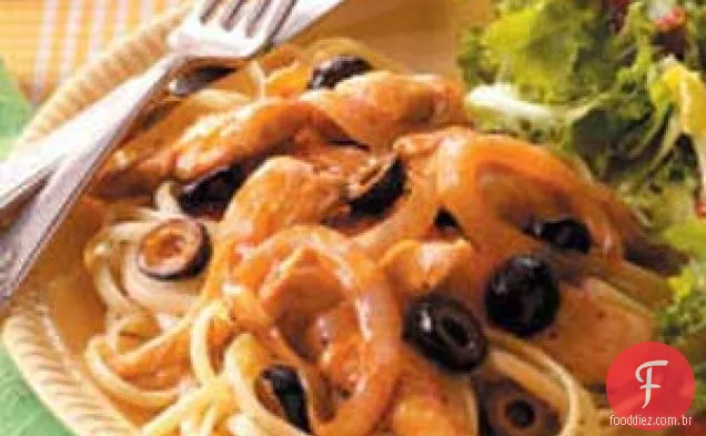 Frango e Massas Alimentícias com mel e laranja