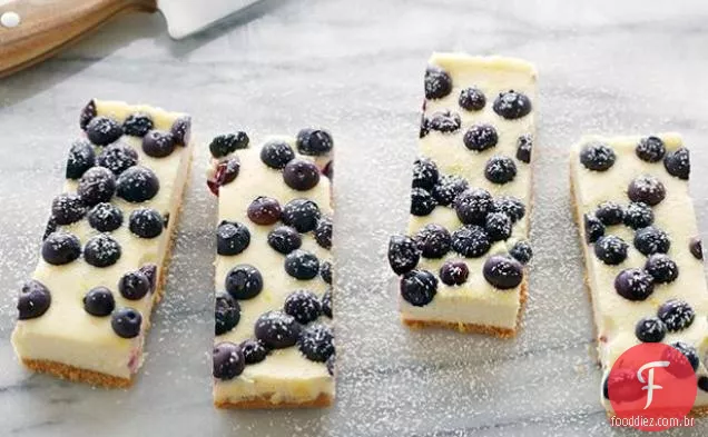 Barras De Cheesecake De Limão E Mirtilo