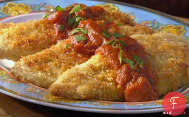 Panko parmesão Crosted frango com molho de tomate Wasabi