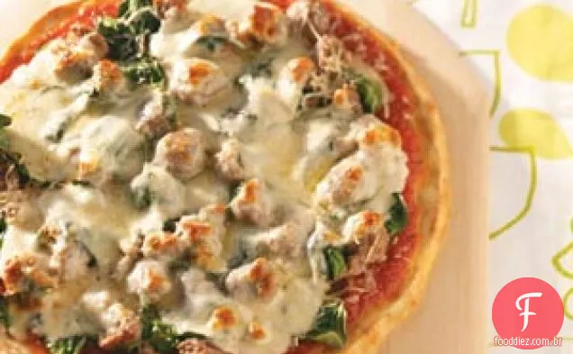 Salsicha Espinafre Pizza