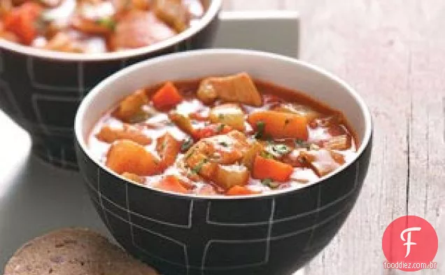 Canja de galinha com caril para dois