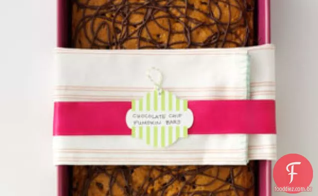 Barras Fáceis Da Abóbora Da Microplaqueta De Chocolate