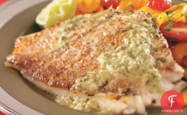 Pargo grelhado com molho de alcaparras