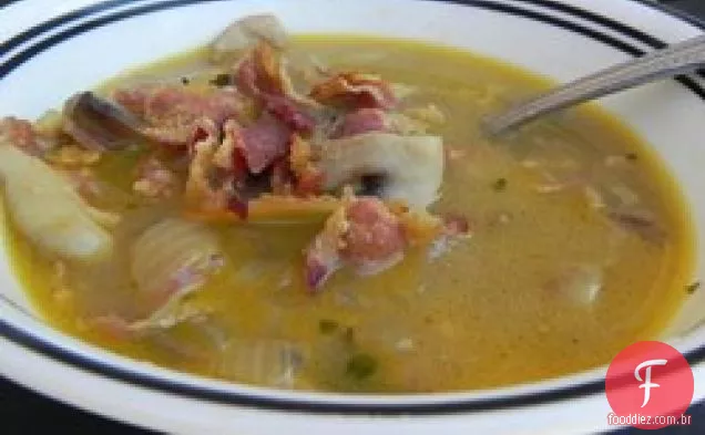 Sopa de cogumelos Shiitake e Cheddar