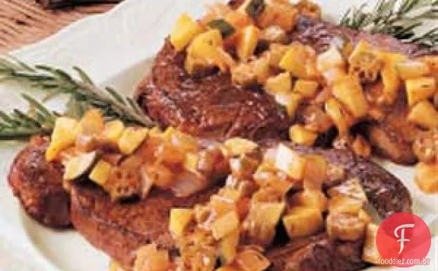 Bife com medley de abóbora