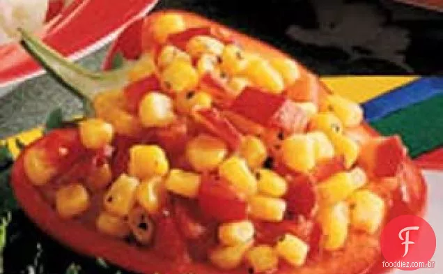 Sabor de milho em copos de pimenta