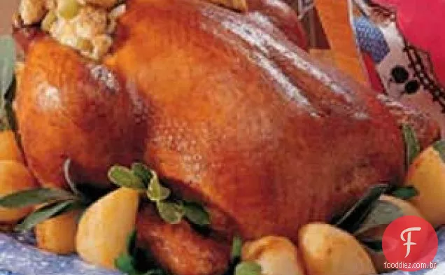 Frango assado e batatas