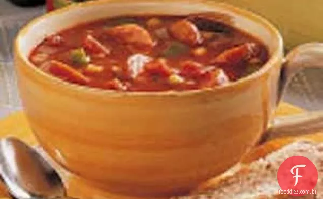 Sopa de milho e Salsicha