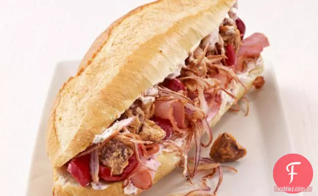 Cogumelos e presunto Po'Boy