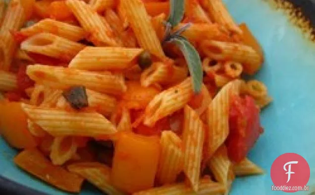 Linguine com molho fresco de sálvia e alcaparra