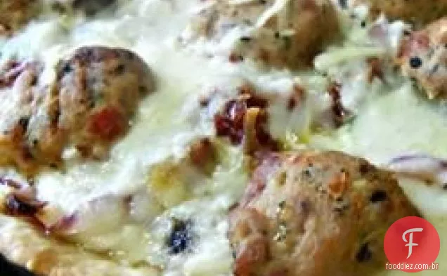Pizza Alfredo com legumes assados