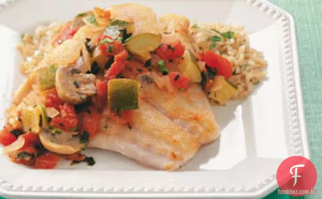 Pargo com abobrinha e cogumelos