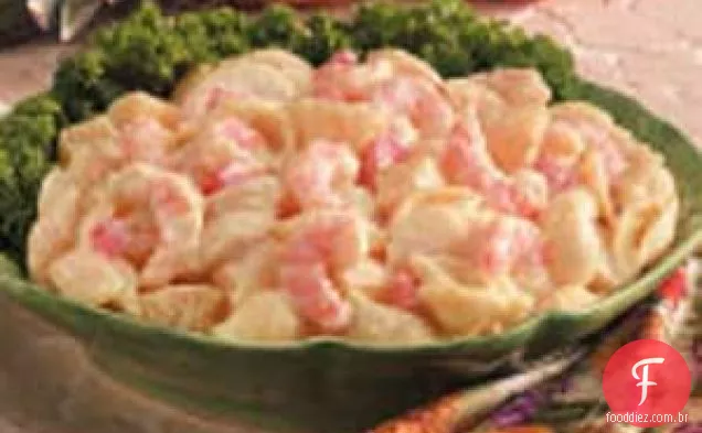 Massas e salada de camarão